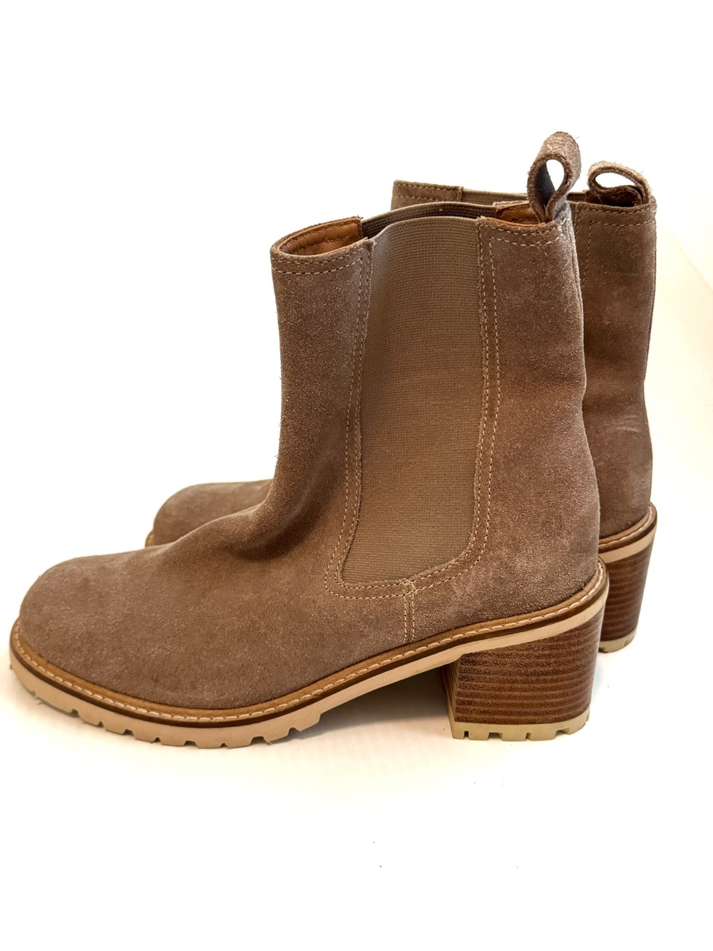 Seychelles Far-fetched Taupe Suede Chelsea Block Heel Boots